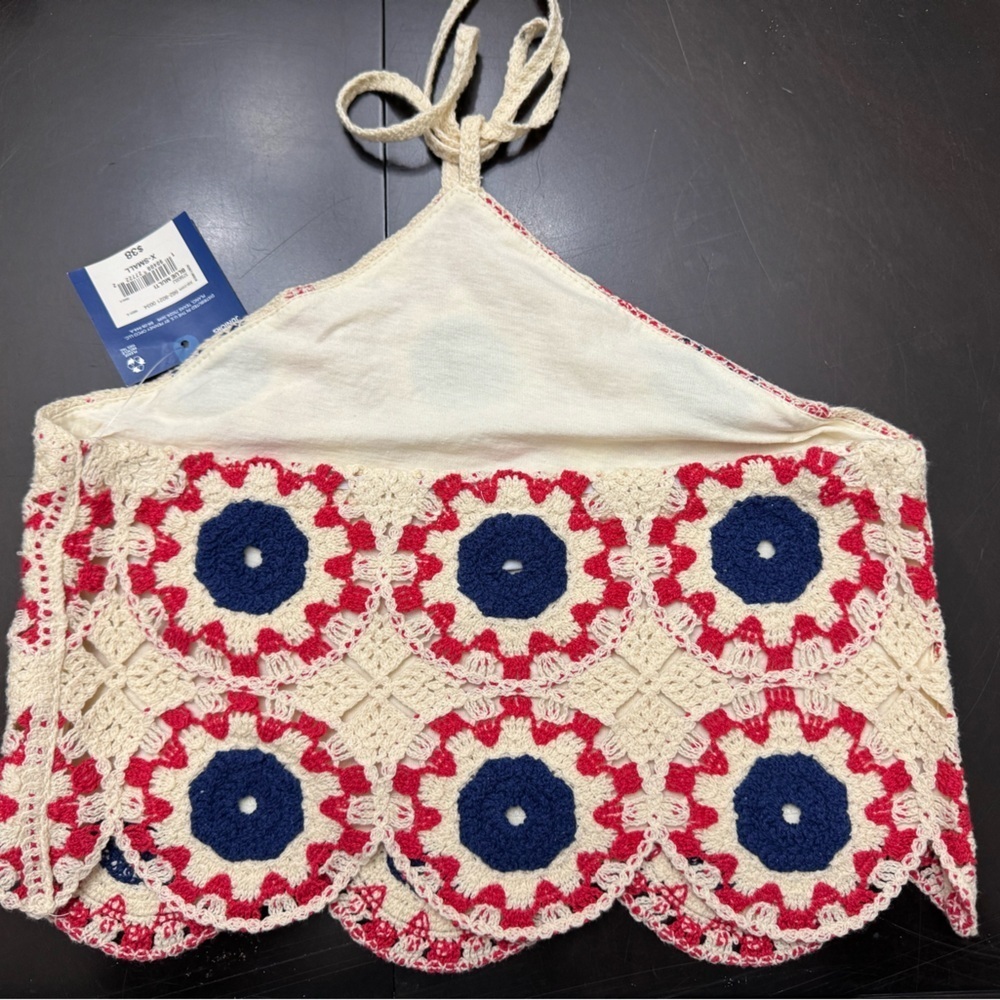 Arizona Jean Company XS NWT Crochet Crop Top - Red, Blue, Cream - Picture 4 of 4